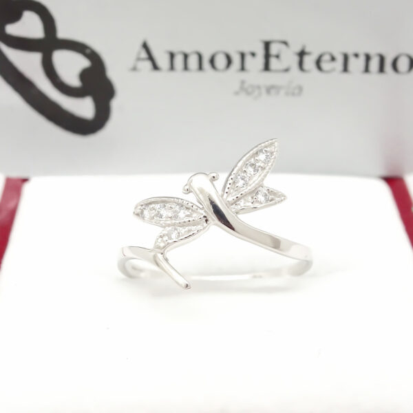 Amor Eterno - Anillo Libélula / Oro 10k Sólido / Blanco - Imagen 5