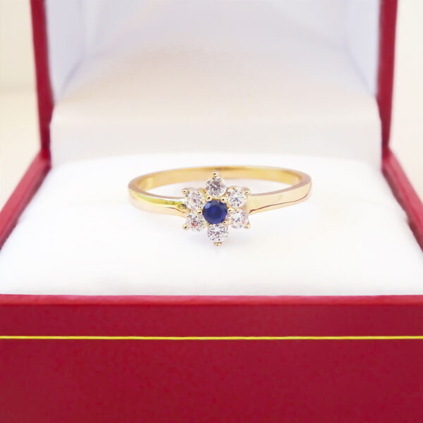 Amor Eterno - Anillo Flor / Oro 14k Solido / Azul Oscuro - Imagen 6