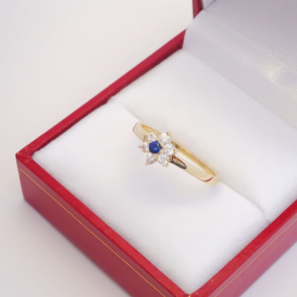 Amor Eterno - Anillo Flor / Oro 14k Solido / Azul Oscuro - Imagen 7