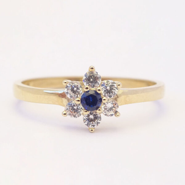 Amor Eterno - Anillo Flor / Oro 14k Solido / Azul Oscuro - Imagen 3