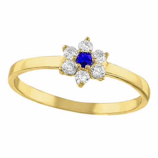 Amor Eterno - Anillo Flor / Oro 14k Solido / Azul Oscuro