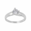 Amor Eterno - Anillo Solitario / Doble Y / Oro Sólido 14k / Blanco