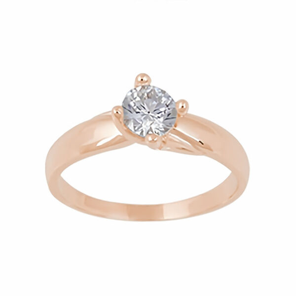 Amor Eterno - Anillo Solitario / Doble Y / Oro Sólido 14k / Rosa