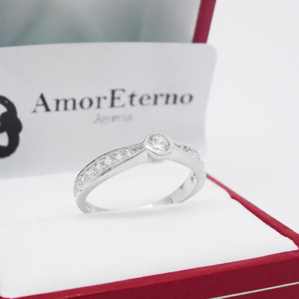 Amor Eterno - Anillo Redondel / Oro 14k Solido / Blanco - Imagen 4