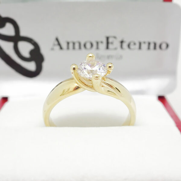 Amor Eterno - Anillo Solitario / Doble Y / Oro Sólido 14k / Amarillo - Imagen 5