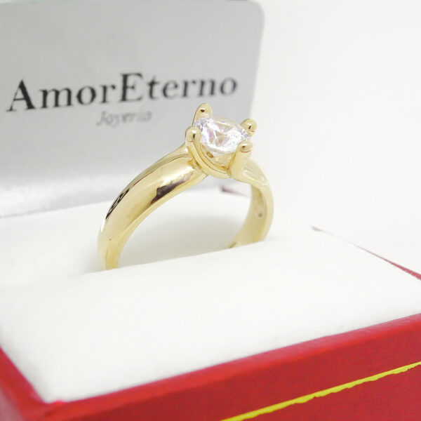 Amor Eterno - Anillo Solitario / Doble Y / Oro Sólido 14k / Amarillo - Imagen 4