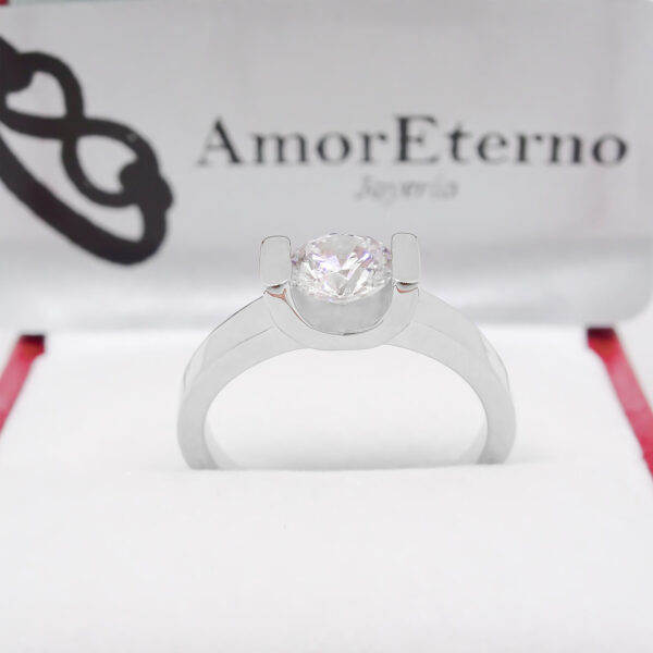 Amor Eterno - Anillo Solitario / Uxy/ Oro 14k Sólido / Blanco - Imagen 5