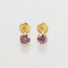 Amor Eterno - Broqueles Recto Mini Bebé / Aretes / Oro 10k / Lila - Imagen 4