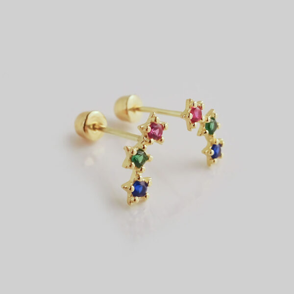 Amor Eterno - Lambada Mini Estrella / Aretes Oro 10k / Colores - Imagen 5