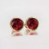 Amor Eterno - Broqueles Recto Facetado Grande 8mm / Oro 10k / Rojo - Imagen 4