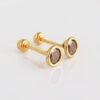 Amor Eterno - Broqueles Bisel Bebé 4 Mm / Aretes Oro 10k / NEGRO - Imagen 5