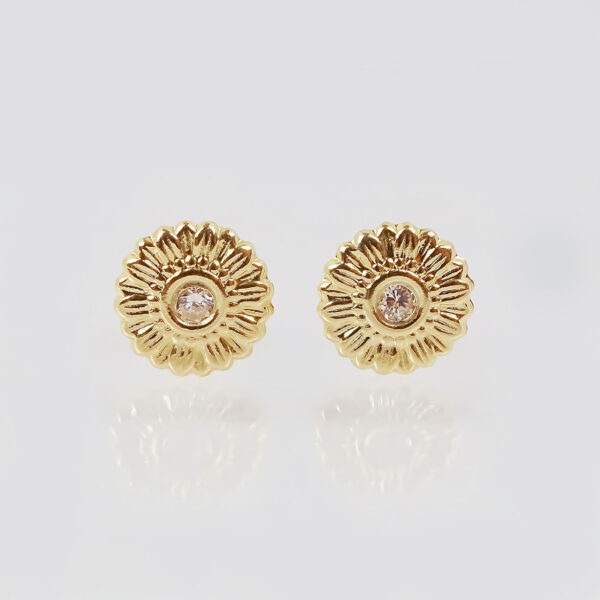 Amor Eterno - Broqueles Girasol Elegance / Aretes Oro 10k - Imagen 4