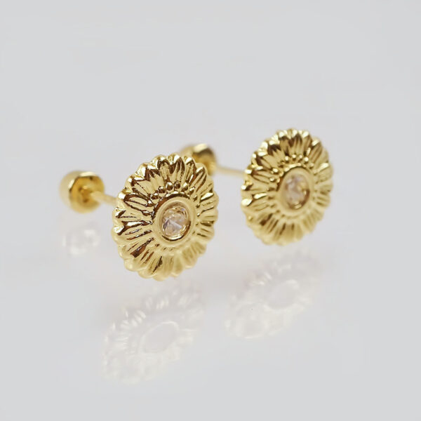 Amor Eterno - Broqueles Girasol Elegance / Aretes Oro 10k - Imagen 5