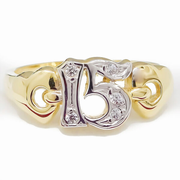 Amor Eterno - Anillo Xv Años / 2 Corazones / Oro 14k Sólido - Imagen 3