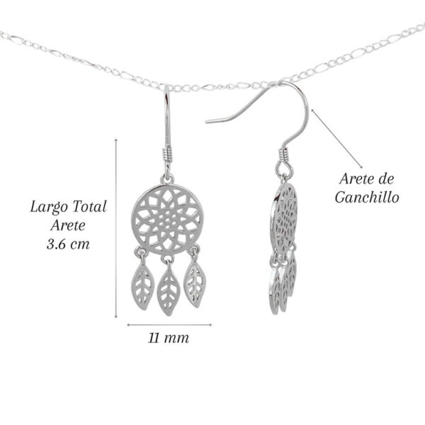 Amor Eterno- Dije Atrapasueños + Juego Aretes Plata Oro 24k - Imagen 3