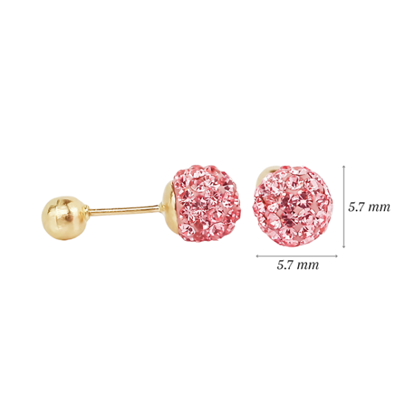 Amor Eterno - Broqueles Esferas Mediana / Aretes Oro 10k / Rosa - Imagen 2