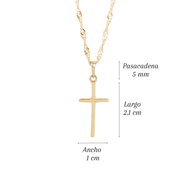 Amor Eterno - Dije Cruz Basic / Oro 10k + Cadena De Regalo - Imagen 2