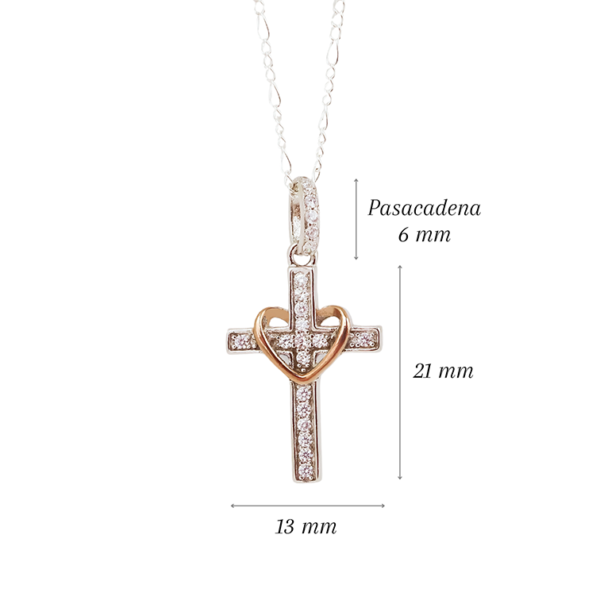 Amor Eterno - Plata Oro 24k - Cruz Amor De Dios + Cadena - Imagen 2