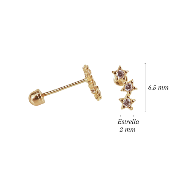 Amor Eterno - Lambada Mini Estrella / Aretes Oro 10k - Imagen 2