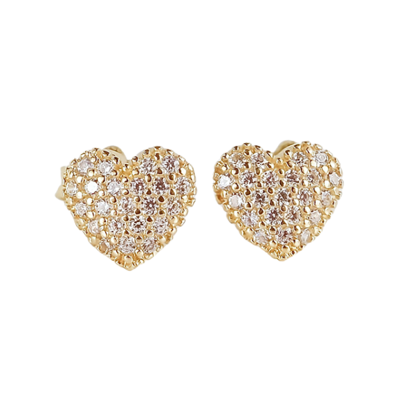 Amor Eterno - Aretes Corazón Bombón / 10k Oro Sólido