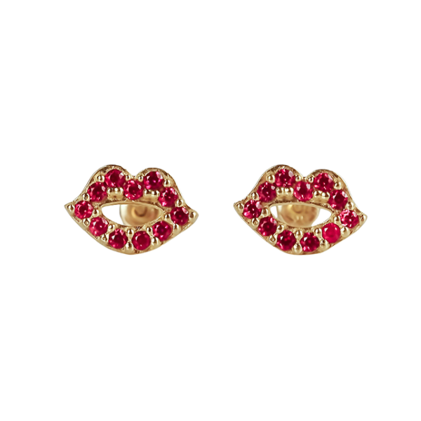 Amor Eterno - Broqueles Sexy Kiss / Aretes / Oro 10k / ROJO