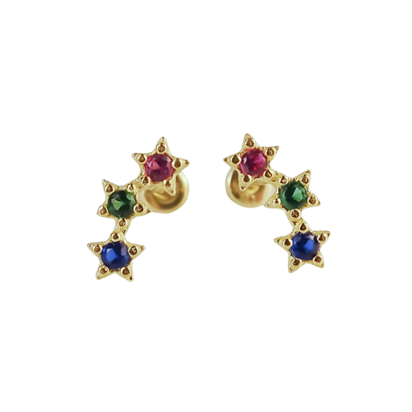 Amor Eterno - Lambada Mini Estrella / Aretes Oro 10k / Colores