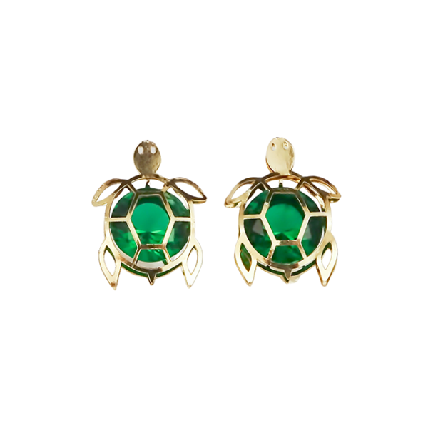 Amor Eterno - Broqueles Tortuga Grande 3d / Aretes Oro 10k