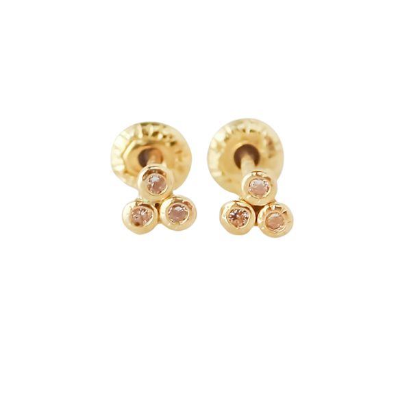 Amor Eterno - Broqueles Micro Trébol / Aretes Oro 10k