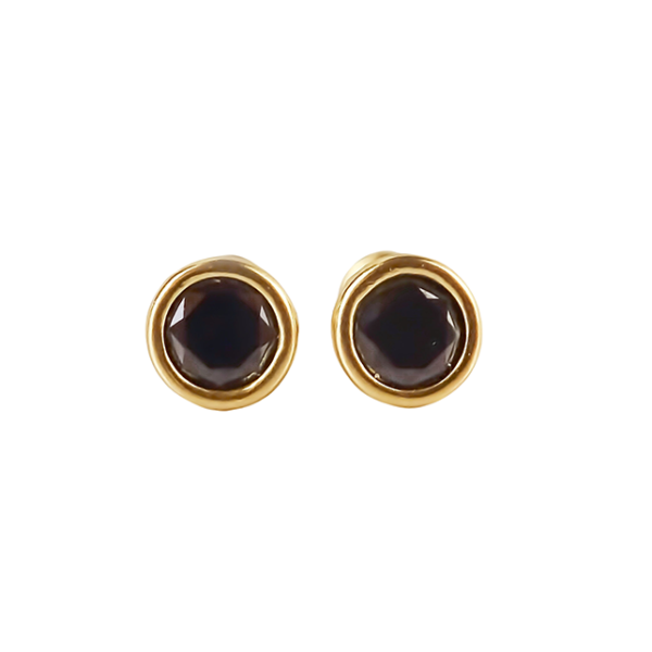 Amor Eterno - Broqueles Bisel Bebé 4 Mm / Aretes Oro 10k / NEGRO