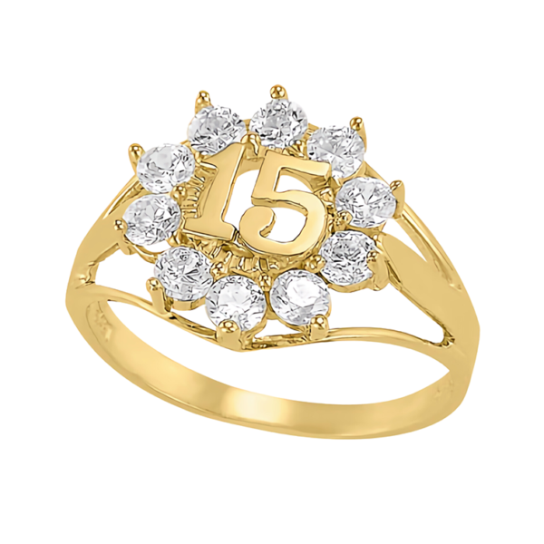 Amor Eterno - Anillo Xv Años / Rose / Oro 14k Solido