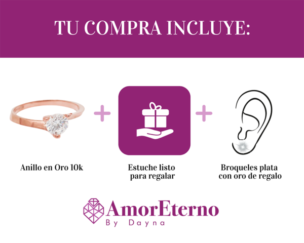 Amor Eterno - Anillo Lucky / Oro 10k Sólido / Rosa - Imagen 8