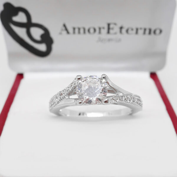 Amor Eterno - Anillo Victoria / Oro 14k Sólido / Blanco - Imagen 5