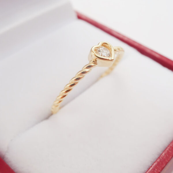 Amor Eterno - Anillo Corazón Lazo / Oro Sólido 10k - Imagen 5