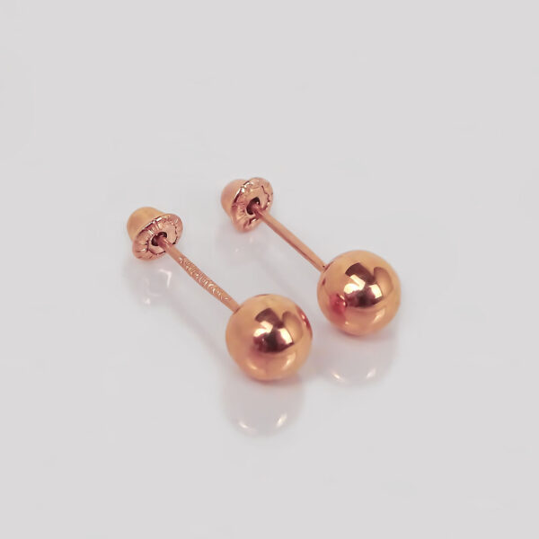 Amor Eterno - Broqueles / Dormilonas 4mm / Aretes / Oro 10k / Rosa - Imagen 5