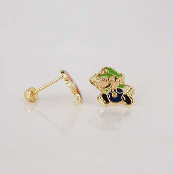 Amor Eterno - Broqueles Mario Bros Toad / Aretes Oro 10k / Mario y Luigi - Imagen 6