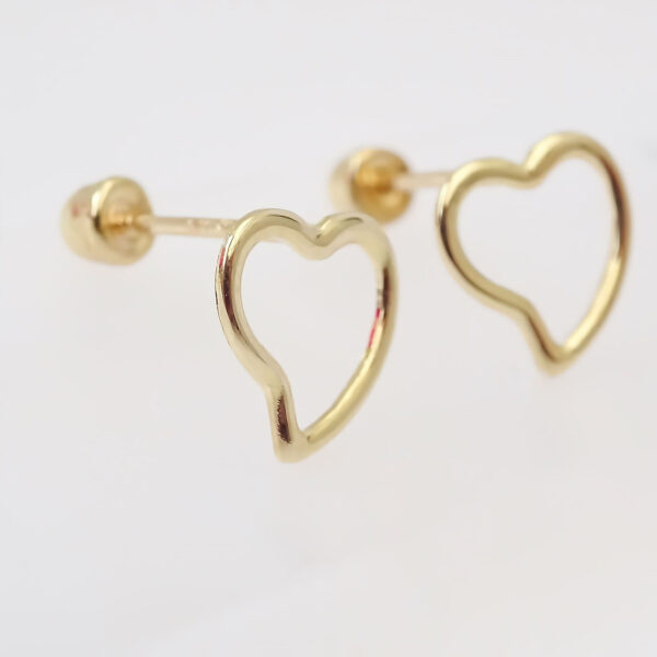 Amor Eterno - Broqueles Corazón Cursiva Aretes Oro Sólid 10k - Imagen 4