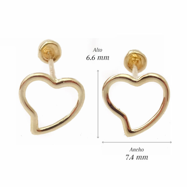 Amor Eterno - Broqueles Corazón Cursiva Aretes Oro Sólid 10k - Imagen 2