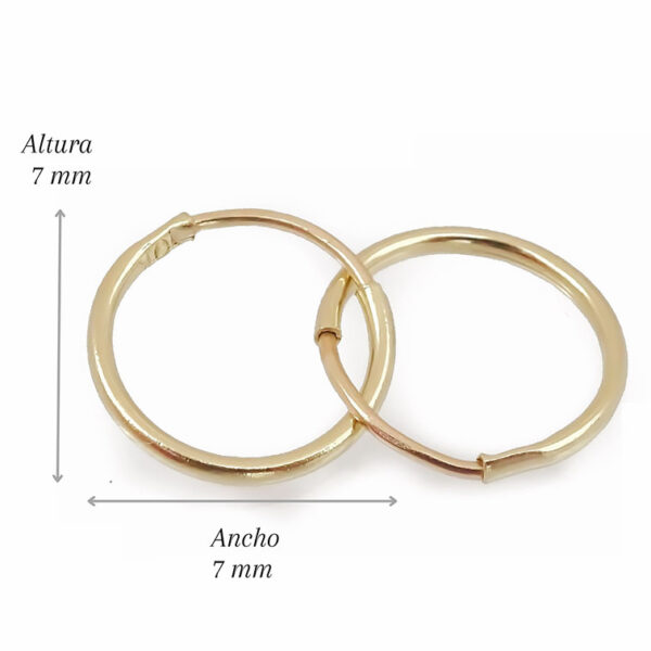 Amor Eterno - Arracadas / Piercing / Aretes / Oro 14k / 7mm / Amarillo - Imagen 2