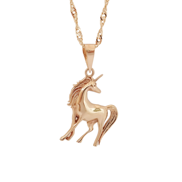 Amor Eterno - Dije Unicornio Elegante / Oro Sólido 10k