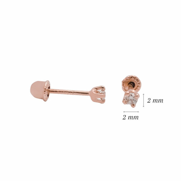 Amor Eterno - Broqueles Diamante Natural 0.06cts Oro 14k / Rosa - Imagen 2