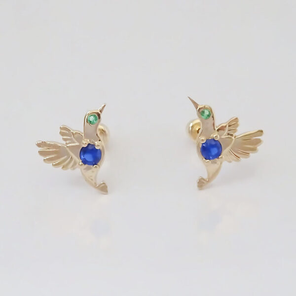 Amor Eterno - Broqueles Colibrí Talismán Aretes / Oro 10k - Imagen 4