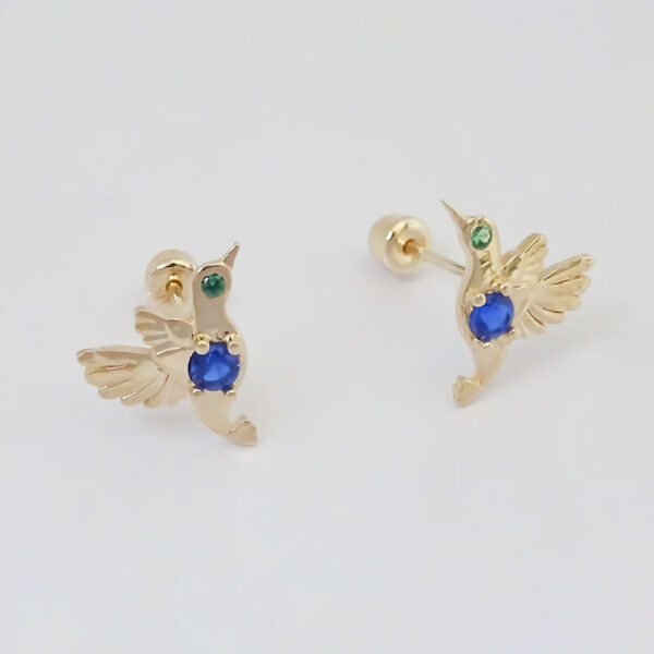 Amor Eterno - Broqueles Colibrí Talismán Aretes / Oro 10k - Imagen 5