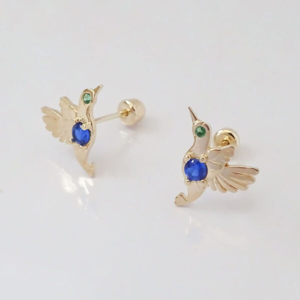 Amor Eterno - Broqueles Colibrí Talismán Aretes / Oro 10k - Imagen 7