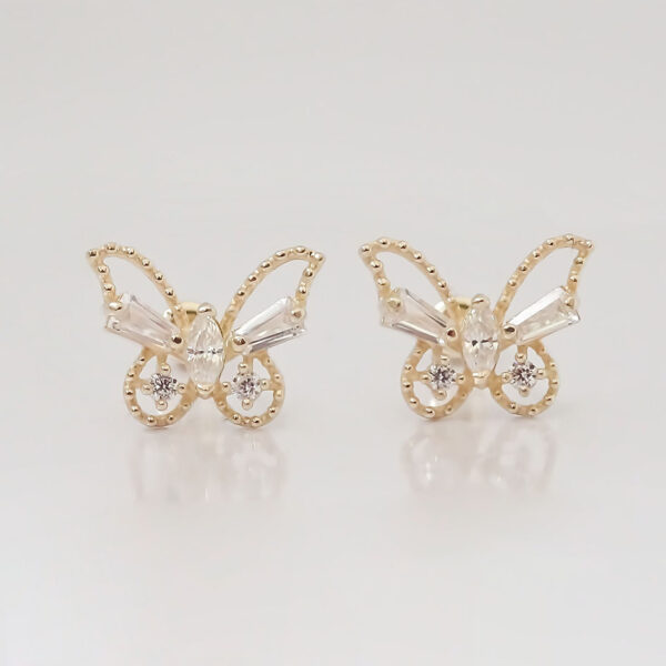 Amor Eterno - Broqueles Mariposa Marquise Aretes / Oro 10k - Imagen 4