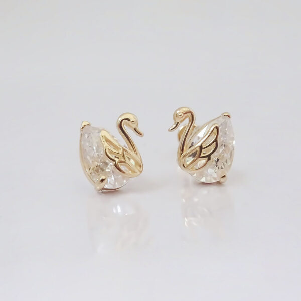 Amor Eterno - Broqueles Cisne Aretes / Oro 10k - Imagen 4