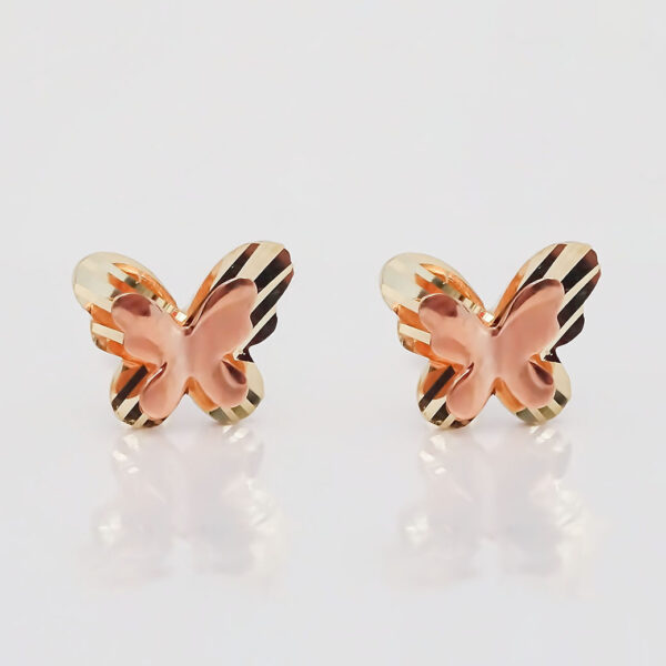 Amor Eterno - Broqueles Mariposa 3d Amrós Aretes / Oro 10k - Imagen 4