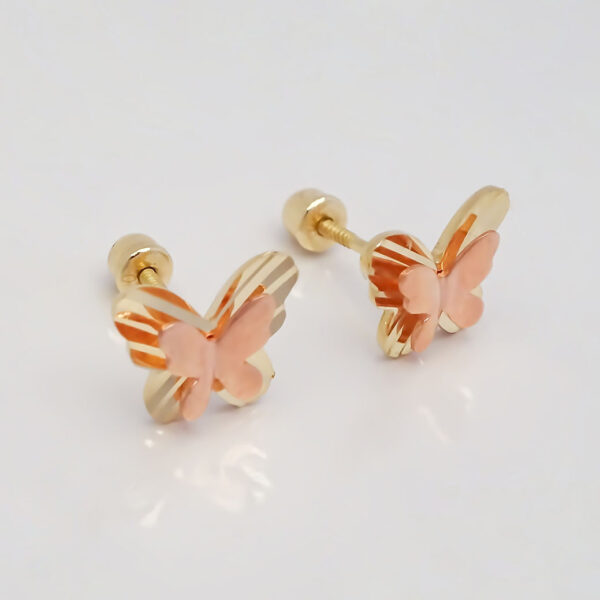 Amor Eterno - Broqueles Mariposa 3d Amrós Aretes / Oro 10k - Imagen 5