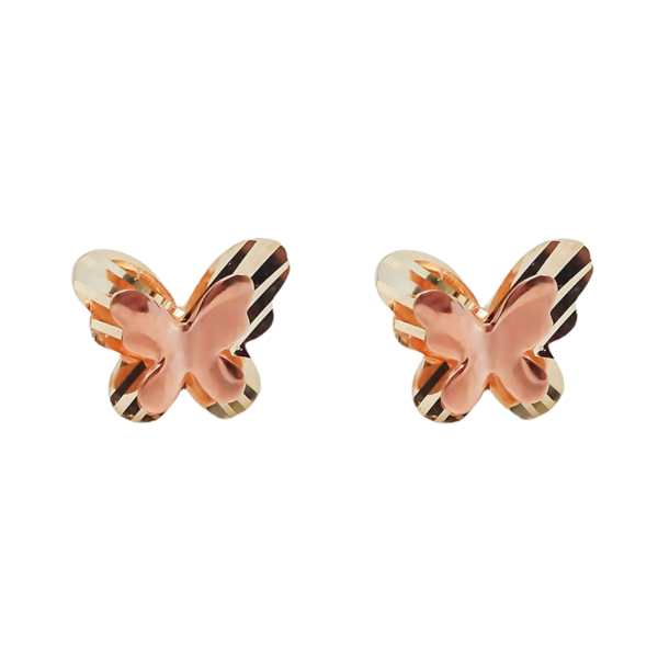 Amor Eterno - Broqueles Mariposa 3d Amrós Aretes / Oro 10k