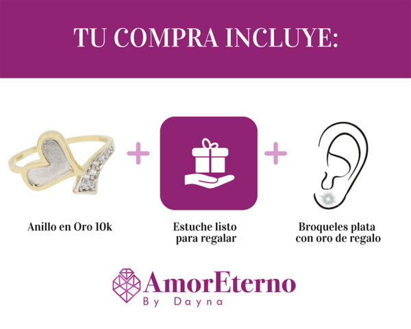 Amor Eterno - Anillo Corazón Ribbon / Oro Sólido 10k - Imagen 9