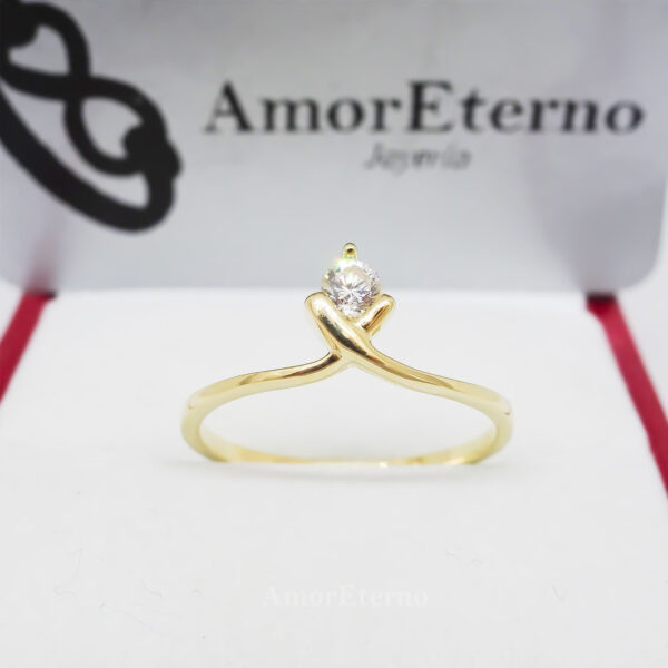 Amor Eterno - Solitario Corona Diana / Oro Sólido 10k - Imagen 5